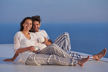 Image showing happy young romantic couple have fun arelax  relax at home