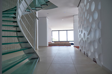 Image showing modern glass spiral staircase