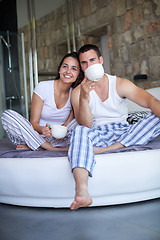 Image showing couple relax and have fun in bed