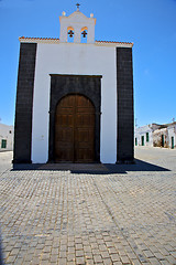 Image showing bell tower    lanzarote  spain the old wall terrace church  arre