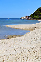 Image showing asia in  phangan bay isle white  beach    rocks pirogue   south 