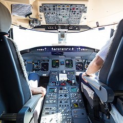 Image showing Interior of airplane cockpit.