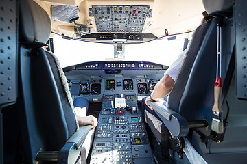 Image showing Interior of airplane cockpit.