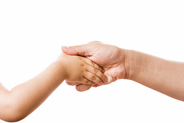 Image showing Handshake Connecting Mother And Young Child