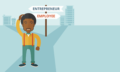 Image showing Black guy confused with enterpreneur or employee