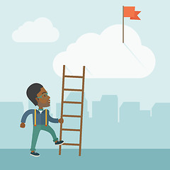 Image showing African man with career ladder.