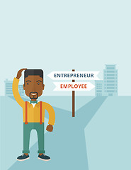 Image showing Black guy confused with enterpreneur or employee