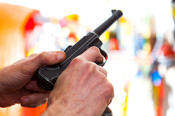 Image showing Luger Parabellum automatic pistol in a hands