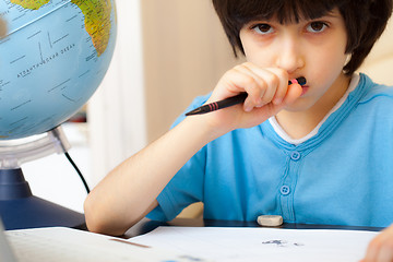 Image showing boy doing homework