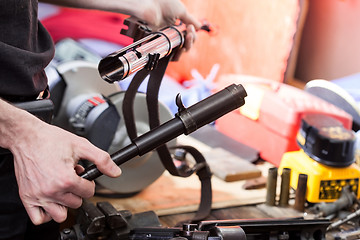 Image showing restoration of the old German submachine gun MP-38