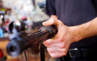 Image showing restoration of the old German submachine gun MP-38