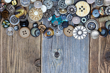 Image showing intage buttons on aged boards surface