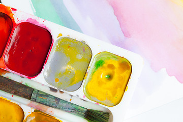 Image showing Palette with water color paints