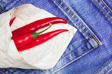 Image showing red hot chili peppers in paper bags