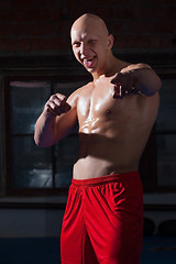 Image showing Russian boxer in red shorts