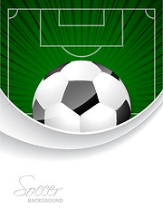 Image showing Abstract soccer brochure with bursting ball and field