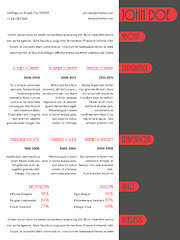 Image showing Simplistic resume curriculum vitae template with red stripes