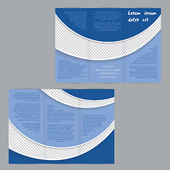 Image showing Tri-fold flyer brochure template with blue waves