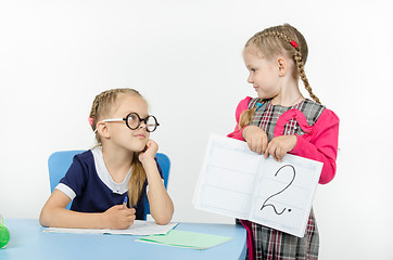 Image showing Schoolgirl with glasses again got a deuce