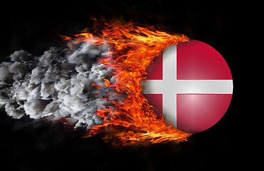 Image showing Flag with a trail of fire and smoke - Denmark