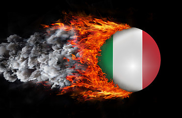 Image showing Flag with a trail of fire and smoke - Italy