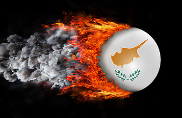 Image showing Flag with a trail of fire and smoke - Cyprus