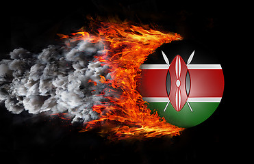 Image showing Flag with a trail of fire and smoke - Kenya