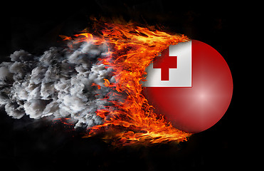 Image showing Flag with a trail of fire and smoke - Tonga