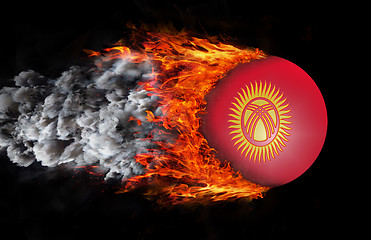 Image showing Flag with a trail of fire and smoke - Kyrgyzstan