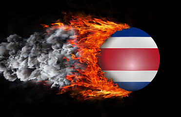 Image showing Flag with a trail of fire and smoke - Costa Rica