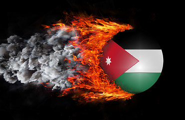 Image showing Flag with a trail of fire and smoke - Jordan