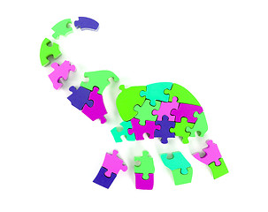 Image showing Colorful puzzle pieces in elephant shape