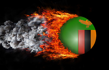 Image showing Flag with a trail of fire and smoke - Zambia