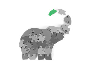 Image showing Colorful puzzle pieces in elephant shape