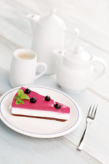 Image showing blackberry cheesecake
