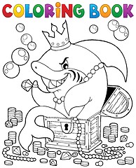 Image showing Coloring book with shark and treasure