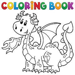 Image showing Coloring book with happy dragon