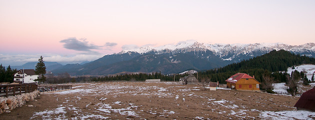 Image showing Romantic sunset in mountain