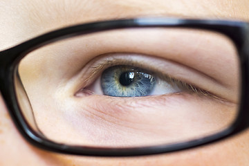 Image showing Eye in glasses close up