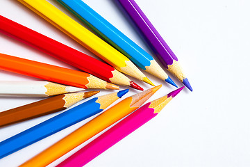 Image showing set of colored pencils on white background