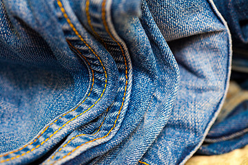 Image showing blue jeans double seams