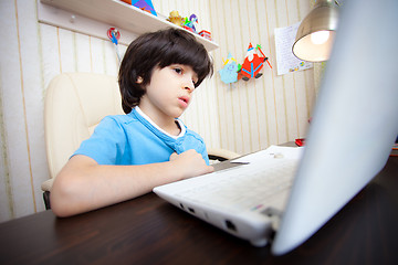 Image showing child with computer, distance learning