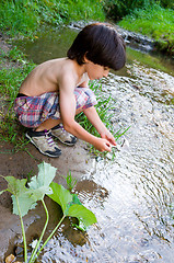 Image showing boy near the stream