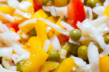 Image showing salad with bell peppers, cabbage, tomatoes and green peas