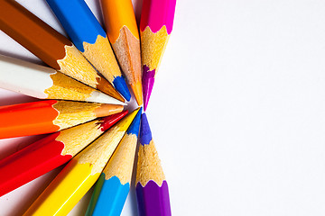 Image showing varicolored pencils on white background