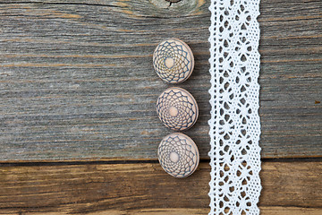 Image showing set of three vintage buttons