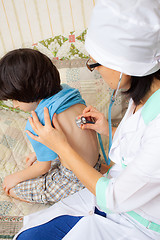 Image showing doctor therapists with stethoscope listening breath