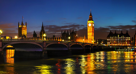 Image showing London with the Clock Tower and Houses of Parliament