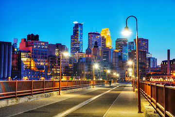 Image showing Downtown Minneapolis, Minnesota at night time