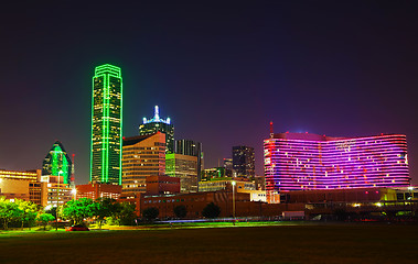 Image showing Dallas cityscape at the night time